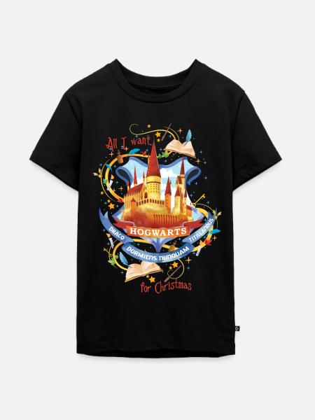 Harry Potter X-Mas Hogwarts - Teenager Premium Bio T-Shirt - Schwarz
