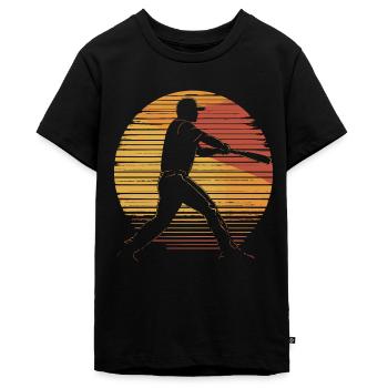 Baseball Vintage Baseballspieler - Teenager Premium Bio T-Shirt - Schwarz - Vorne - AI Model Teenager Male light (155cm)