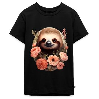 Faultier - Teenager Premium Bio T-Shirt - Schwarz - Vorne - AI Model Teenager Male light (155cm)