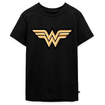 DC Comics Wonder Woman Logo Original - Teenager Premium Bio T-Shirt - Schwarz - Vorne - AI Model Teenager Male light (155cm)