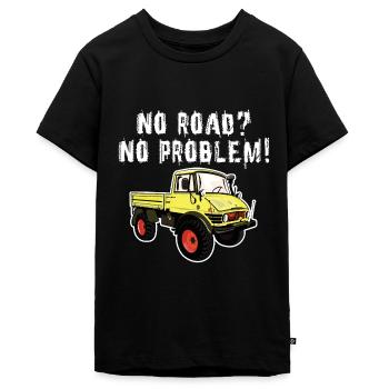 No Road? No Problem! Unimog - Offroad - Oldtimer - Teenager Premium Bio T-Shirt - Schwarz - Vorne - AI Model Teenager Male light (155cm)