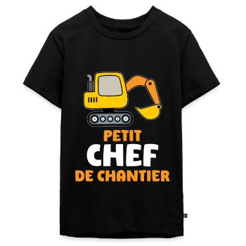 Petit Chef De Chantier - T-shirt Premium bio Ado - noir - Devant - AI Model Teenager Male light (155cm)