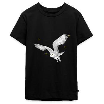 Hand gezeichnete Schneeeule mit Sternen - Teenager Premium Bio T-Shirt - Schwarz - Vorne - AI Model Teenager Male light (155cm)
