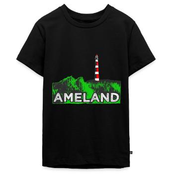 Ameländer Leuchtturm - Teenager Premium Bio T-Shirt - Schwarz - Vorne - AI Model Teenager Male light (155cm)