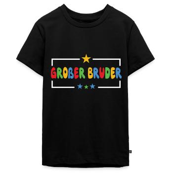 Großer Bruder 2026 Stern Süßes Geschwister - Teenager Premium Bio T-Shirt - Schwarz - Vorne - AI Model Teenager Male light (155cm)