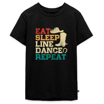 Linedance - Teenager Premium Bio T-Shirt - Schwarz - Vorne - AI Model Teenager Male light (155cm)