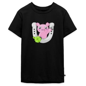 cochon comique du bonheur - T-shirt Premium bio Ado - noir - Devant - AI Model Teenager Male light (155cm)