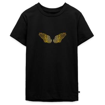 Ailes d'ange dorées duveteuses - T-shirt Premium bio Ado - noir - Devant - AI Model Teenager Male light (155cm)