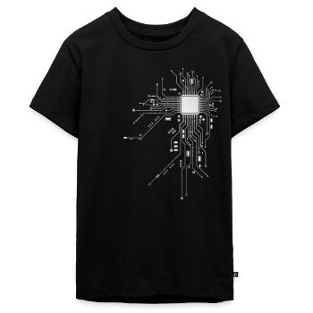 CPU Herz Design für Computer Nerds und Admin - Teenager Premium Bio T-Shirt - Schwarz - Vorne - AI Model Teenager Male light (155cm)