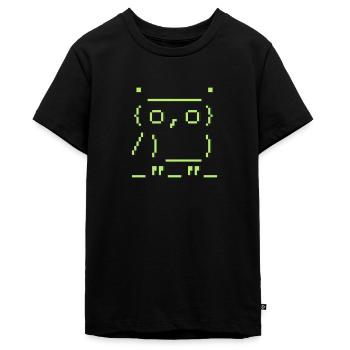 ascii-art: hibou - T-shirt Premium bio Ado - noir - Devant - AI Model Teenager Male light (155cm)
