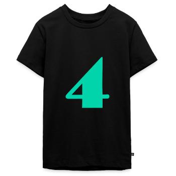 4 JAHRE,4. GEBURTSTAG,4 GEBURTSTAG,4 - Teenager Premium Bio T-Shirt - Schwarz - Vorne - AI Model Teenager Male light (155cm)