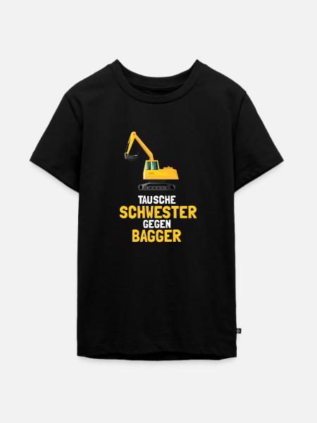 Tausche Schwester Bagger - Teenager Premium Bio T-Shirt - Schwarz