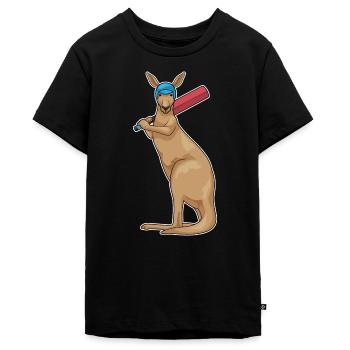 Kangaroo Cricket Cricket Bat - Teenager Premium Organic T-Shirt - black - Front - AI Model Teenager Male light (155cm)