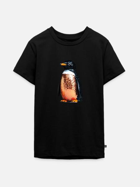 Pinguin,Pailletten,Glitzer,gold,schwarz - Teenager Premium Bio T-Shirt - Schwarz