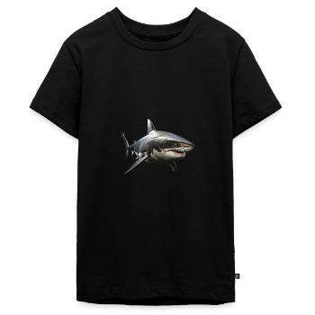 Grand requin blanc - T-shirt Premium bio Ado - noir - Devant - AI Model Teenager Male light (155cm)