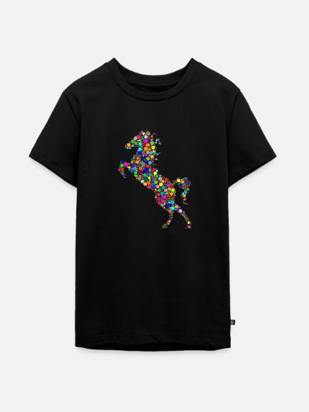 buntes springendes Pferd - Teenager Premium Bio T-Shirt - Schwarz