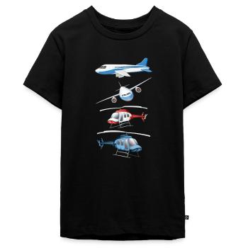 Flugzeug Hubschrauber Kinder Junge Und Mädchen - Teenager Premium Bio T-Shirt - Schwarz - Vorne - AI Model Teenager Male light (155cm)