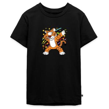 Retro Vintage Dabbing Dab Disco Party Tiger Musik - Teenager Premium Bio T-Shirt - Schwarz - Vorne - AI Model Teenager Male light (155cm)