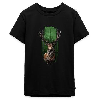 Königlicher Hirsch - Teenager Premium Bio T-Shirt - Schwarz - Vorne - AI Model Teenager Male light (155cm)