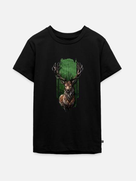 Königlicher Hirsch - Teenager Premium Bio T-Shirt - Schwarz