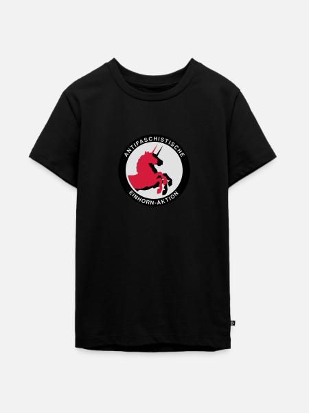Antifaschistische Einhorn-Aktion - Teenager Premium Bio T-Shirt - Schwarz