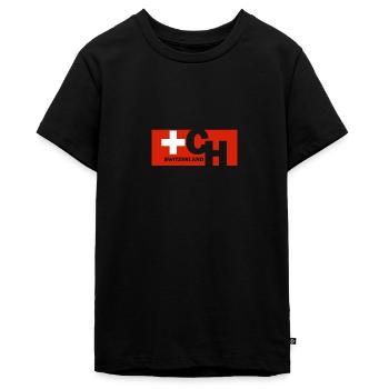 Schweiz Flagge Fahne Schweizer Geschenk - Teenager Premium Bio T-Shirt - Schwarz - Vorne - AI Model Teenager Male light (155cm)