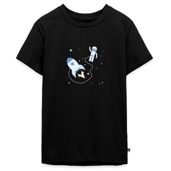 Astronaut Weltraum Rakete Kinder Geschenk - Teenager Premium Bio T-Shirt - Schwarz - Vorne - AI Model Teenager Male light (155cm)