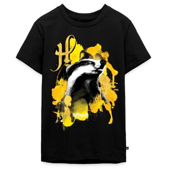 Harry Potter Haus Hufflepuff Dachs - Teenager Premium Bio T-Shirt - Schwarz - Vorne - AI Model Teenager Male light (155cm)