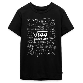 Geburtstagsshirt Wurzel Quadratwurzel 144 12 Jahre - Teenager Premium Bio T-Shirt - Schwarz - Vorne - AI Model Teenager Male light (155cm)