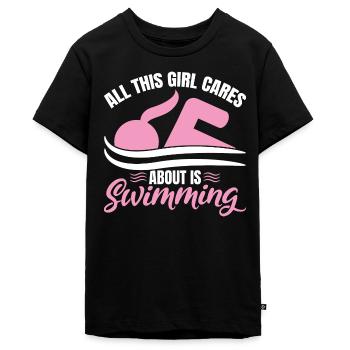 Schwimmer Mädchen - Teenager Premium Bio T-Shirt - Schwarz - Vorne - AI Model Teenager Male light (155cm)