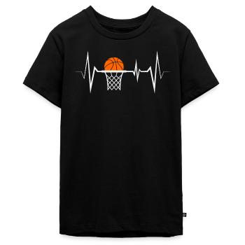 Basketball Basketballer Herzschlag - Teenager Premium Bio T-Shirt - Schwarz - Vorne - AI Model Teenager Male light (155cm)