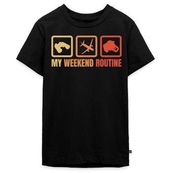Ma routine du week-end - T-shirt Premium bio Ado - noir - Devant - AI Model Teenager Male light (155cm)