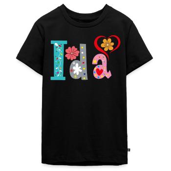 Personalisierter Ida-Name - Teenager Premium Bio T-Shirt - Schwarz - Vorne - AI Model Teenager Male light (155cm)