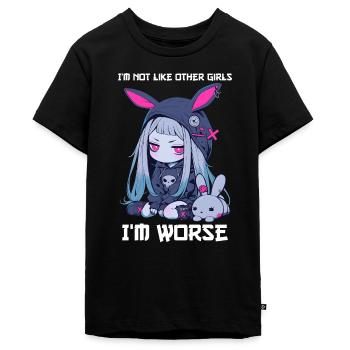Ikke som andre piger Kawaii Goth Bunny Gothic - Teenager Premium økologisk T-shirt - sort - Foran - AI Model Teenager Male light (155cm)