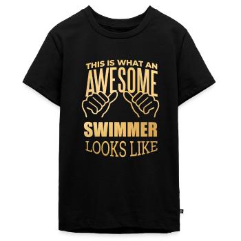 schwimmen - Teenager Premium Bio T-Shirt - Schwarz - Vorne - AI Model Teenager Male light (155cm)