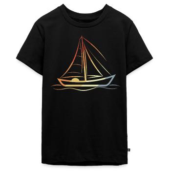 Retro Sailboat Line Art - Teenager Premium Organic T-Shirt - black - Front - AI Model Teenager Male light (155cm)