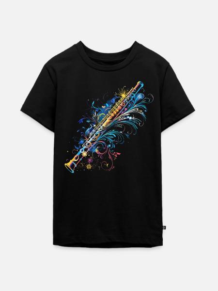 Flöten Comic - Teenager Premium Bio T-Shirt - Schwarz