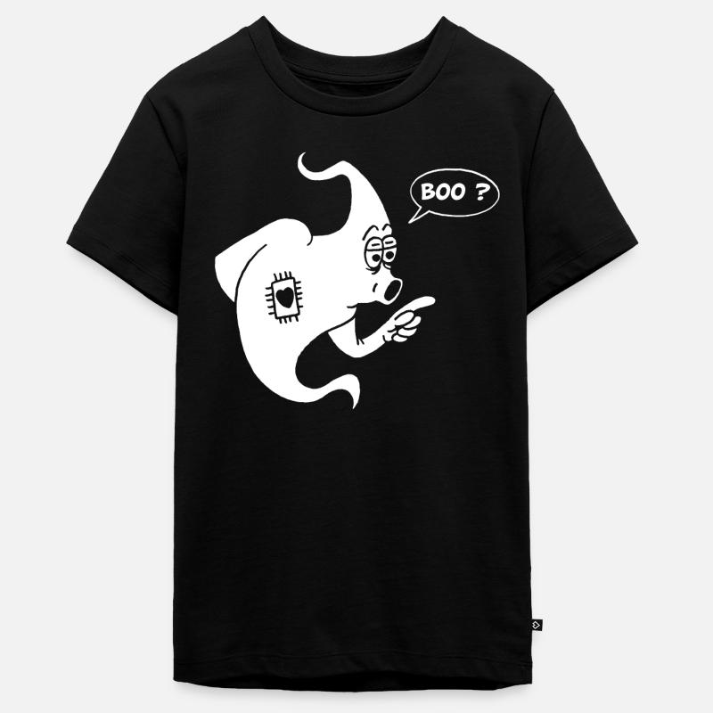 Fantôme blanc amusant - T-shirt Premium bio Ado - noir