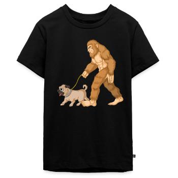 Bigfoot Laufender Mops - Teenager Premium Bio T-Shirt - Schwarz - Vorne - AI Model Teenager Male light (155cm)