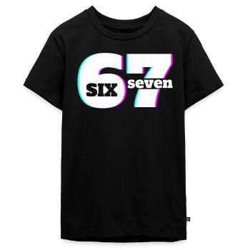 Six Seven 6 7 Meme Fun Design 67 - Teenager Premium Bio T-Shirt - Schwarz - Vorne - AI Model Teenager Male light (155cm)