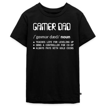 Gamer Dad - Konsolen Papa Weiss - Teenager Premium Bio T-Shirt - Schwarz - Vorne - AI Model Teenager Male light (155cm)