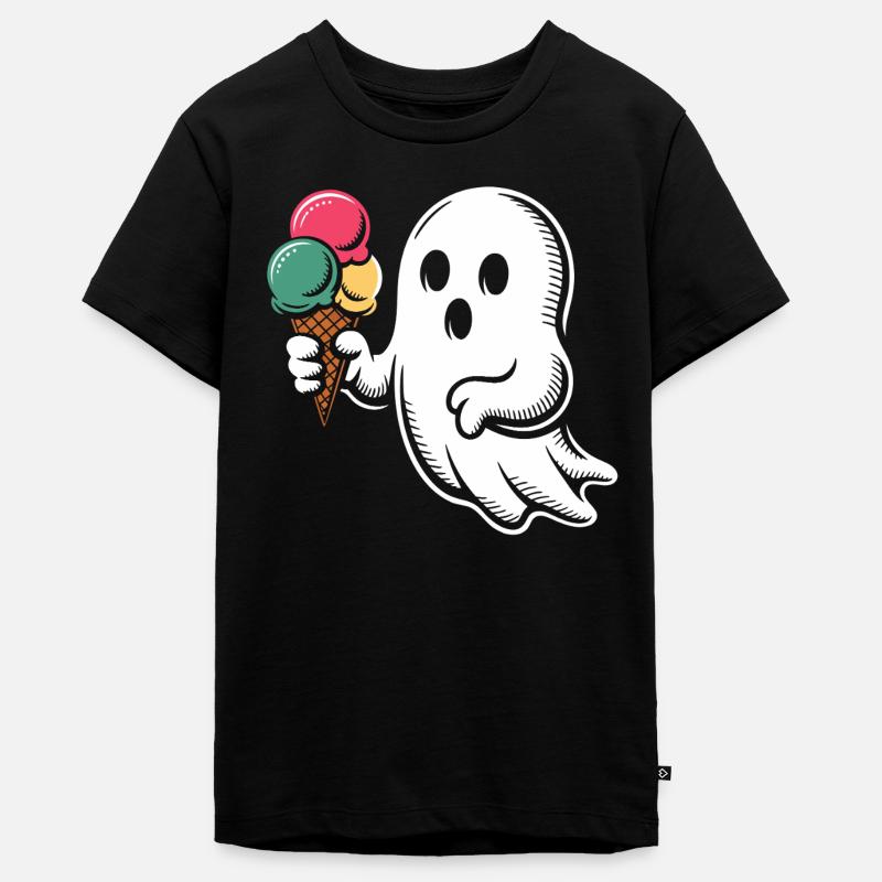 Fantôme avec glace - T-shirt Premium bio Ado - noir