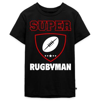 Super rugbyman, fête des pères, noël - T-shirt Premium bio Ado - noir - Devant - AI Model Teenager Male light (155cm)