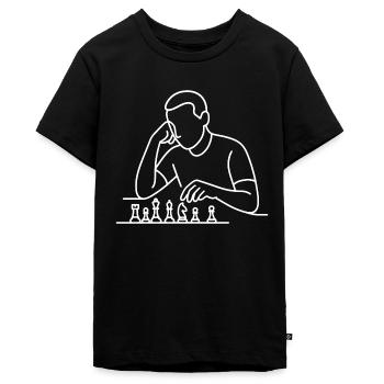 Schachspieler Skizze – minimalistisches Denkmotiv - Teenager Premium Bio T-Shirt - Schwarz - Vorne - AI Model Teenager Male light (155cm)