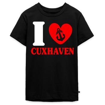 Nordsee Urlaub I LOVE CUXHAVEN Lustig - Teenager Premium Bio T-Shirt - Schwarz - Vorne - AI Model Teenager Male light (155cm)