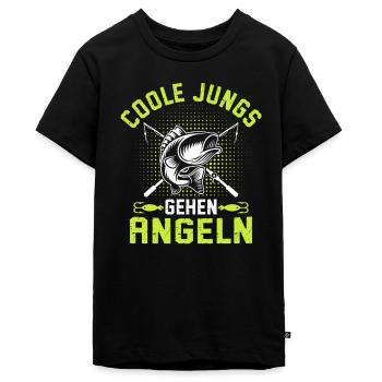 Cool Boys Go Pêche Enfants Garçon Angel - T-shirt Premium bio Ado - noir - Devant - AI Model Teenager Male light (155cm)