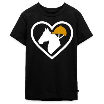 Équitation Coeur Amour Equestre Cadeau - T-shirt Premium bio Ado - noir - Devant - AI Model Teenager Male light (155cm)