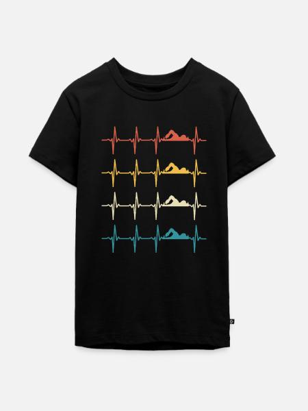 Schwimmer-Herzschlag-Schwimmen - Teenager Premium Bio T-Shirt - Schwarz