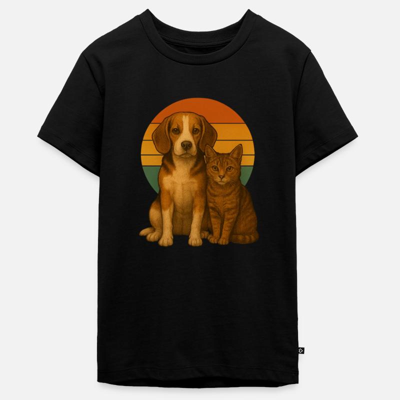 Beagle et Cat - T-shirt Premium bio Ado - noir