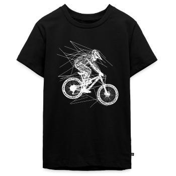 Mountainbiking Zeichnung - Teenager Premium Bio T-Shirt - Schwarz - Vorne - AI Model Teenager Male light (155cm)